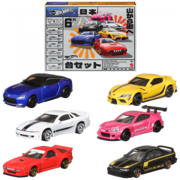 Conjunto Premium de 6 Carros de Brinquedo Hot Wheels Car Culture, Escala 1:64, Veículos Japoneses Die-Cast com Estilos Elevados Variados -