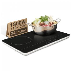 Cooktop Elétrico de Indução Portátil com 2 Queimadores, Placa de Cerâmica, 110V 1800W, K&H IN DD18 120S, Branco