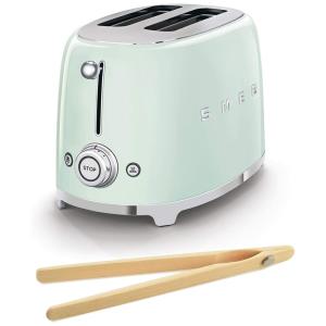 Smeg 50s Retro Torradeira de 2 Fatias com Piças de Bamboo, 950W 110V, Verde