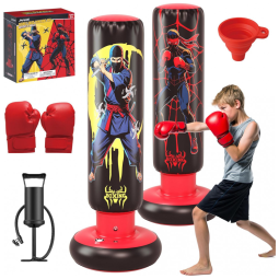 Saco de Pancadas Inflável Infantil JOY SPOT! 168 cm Ninja & Herói com Luvas