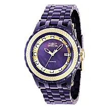 Relgio masculino especializado automtico com mostrador em madreprola - 44 mm. Ouro. Roxo 39038