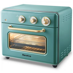 Forno Elétrico de Bancada Retro 5 em 1 com 6 Acessórios e Livro de Receitas, 1500W, 110v, NERETVA, Verde