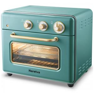 Forno Elétrico de Bancada Retro 5 em 1 com 6 Acessórios e Livro de Receitas, 1500W, 110v, NERETVA, Verde