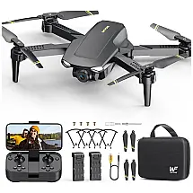 Drone com Câmera 1080P para Crianças e Adultos, Quadricóptero RC Dobrável para Iniciantes, 360° Giro, 22 Minutos de Voo, WeFone, Preto