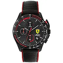Relógio Masculino de Quartzo Automático, com Pulseira de Couro, FERRARI 0830849, Preto