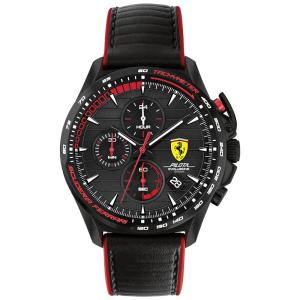 Relógio Masculino de Quartzo Automático, com Pulseira de Couro, FERRARI 0830849, Preto
