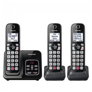 Telefone Sem Fio Panasonic KX-TGD833M Preto Metálico 3 Handsets com Bloqueio Avançado de Chamadas, Gravação Bidirecional, Alerta Golpe Um