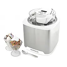 Sorveteira Elétrica Nostalgia Branco Inox 1,89L Controles Digitais Chute Mix-In Cuba Gel Automática 120V