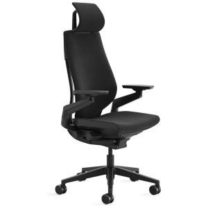 Cadeira de Escritório Ergonômica Giratória com Suporte Lombar e Altura Ajustáveis, STEELCASE 442A50 B, B 5S26 5S26 4ARM LUM HEAD HF, Preto