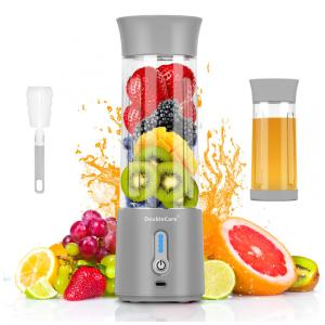 Liquidificador Pessoal Portátil 500mL Recarregável USB e Material Livre de BPA, 110V, DoubleCare, Cinza