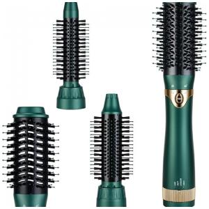 Secador de Cabelo 3 em 1 Volumizador, Modelador de Cabelo com Cerâmica e Íons Negativos e 3 Cabeças de Escova Interchangeáveis Verde
