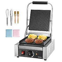 Grill de Panini Comercial VEVOR 1800W Inox Chapa Esmaltada Controle de Temperatura 110V