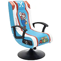 Cadeira Gamer em Couro Sintético com Caixa de Som Embutida Mario X Rocker, Azul