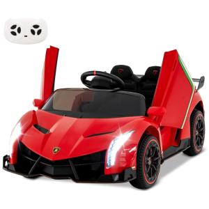 HONEY JOY Carrinho, Carro Elétrico Conversível , 1 lugar, 12V, c, controle remoto, USB MP3, 4 km, h, 2 a 6 anos, Vermelho