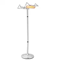 Aquecedor Externo Elétrico com Aquecimento de Dupla Face, Proteção Contra Tombamento e Superaquecimento, 110V 1500W, COSTWAY, Prata