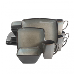 Aparelho de Jantar com 16 Peças em Cerâmica Serve 4 Pessoas, Gibson Elite Tequesta, Taupe