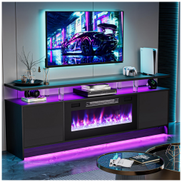 Lareira Elétrica BREEZEHEAT 91 cm Ultra Fina, Montada na Parede, com Controle Remoto, Tela Touch, Chama Colorida, Timer 8h, 750w/1500w.