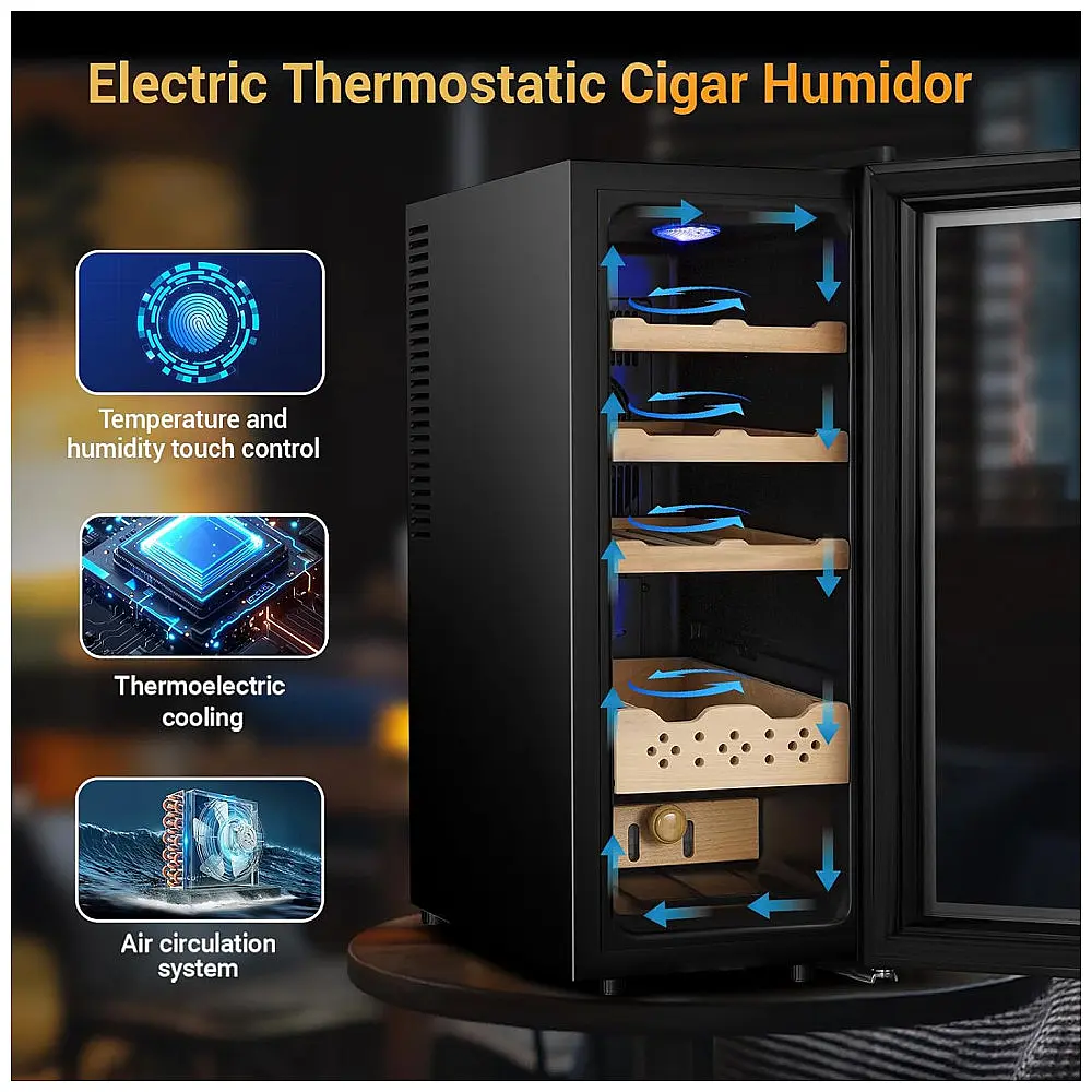 Humidor Elétrico Velieta 35L Aço Inoxidável Controle Digital Temperatura e Umidade 110V — foto 3