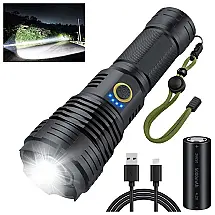 Latger P70 DT Lanterna LED Portátil Recarregável 90000 LM, IPX5 a Prova dÁgua, Preta