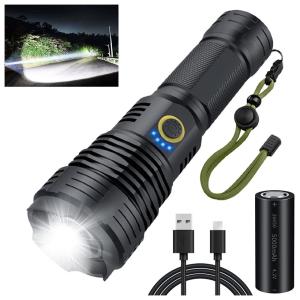 Latger P70 DT Lanterna LED Portátil Recarregável 90000 LM, IPX5 a Prova dÁgua, Preta