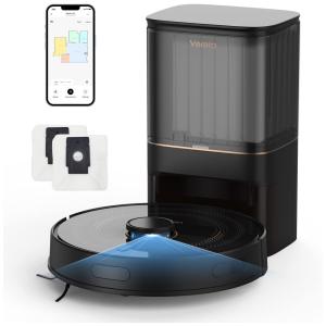 Aspirador de Pó Robô Verefa com Conexão via APP WI FI, Auto Esvaziamento e Mapeamento Multinível, 110V, Preto.