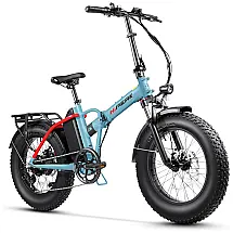 Bicicleta Elétrica Dobrável Hipeak Azul | Motor 750W, Bateria 48V 15Ah, Pneus 20"x4", Suspensão Dianteira, 7 Marchas, Off-Road e Urbana