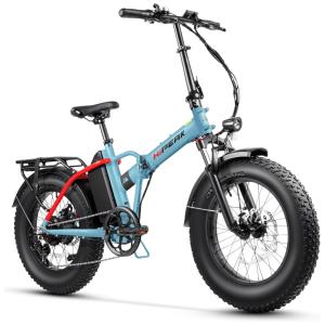 Bicicleta Elétrica Dobrável Hipeak Azul | Motor 750W, Bateria 48V 15Ah, Pneus 20"x4", Suspensão Dianteira, 7 Marchas, Off-Road e Urbana