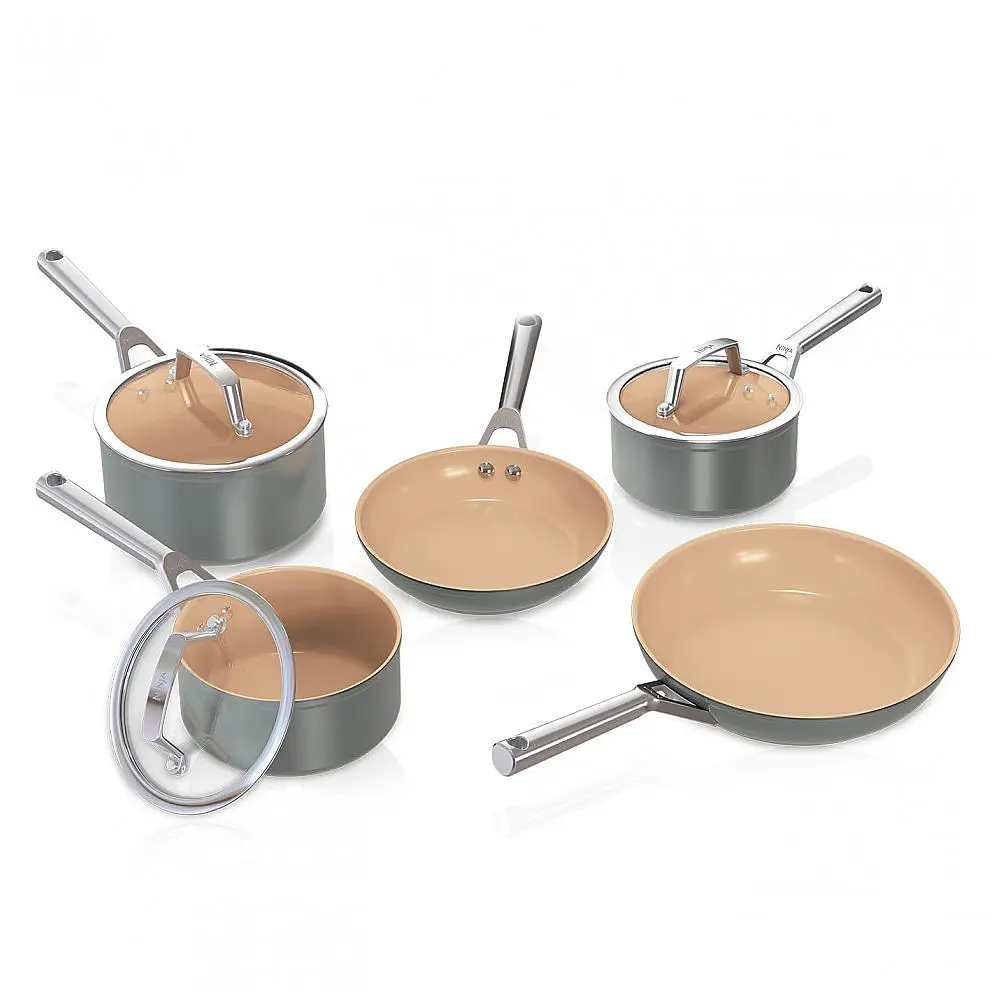 Conjunto de Panelas Ninja CW95000 Cerâmica Cinza Terracota 5 Peças Antiaderente Extended Life