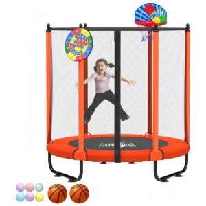 Cama Elástica Infantil para Area Externa e Interna com Cesta de Basquete, 1,5 Metros, Lovely Snail, Laranja