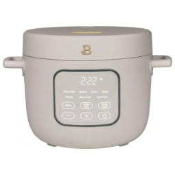 Panela elétrica de arroz e grãos Beautiful 2,6L bege com revestimento cerâmico, 8 programas, bandeja de vapor, 500W, 110V
