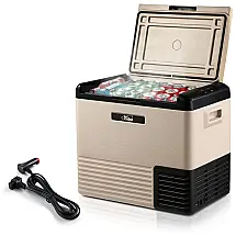 Cooler Elétrico Automotivo Portátil 50 Litros com Painel de LED, DASHOTO, Bege