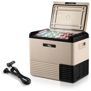 Cooler Elétrico Automotivo Portátil 50 Litros com Painel de LED, DASHOTO, Bege