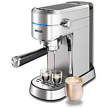 Cafeteira Elétrica Profissional 1.2L, 15 Bar, Aço inoxidável, 1450W, 110v, WIRSH CM5418 UL, Prateado