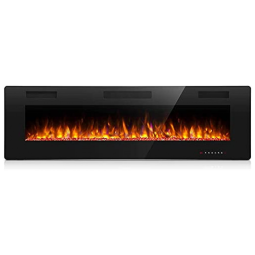 Lareira Elétrica de Embutir A45x172L com Controle Remoto, Digital e Luz LED, Chamas Multicolorida e Temporizador, 1500W, 110v