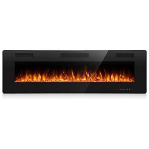 Lareira Elétrica de Embutir A45x172L com Controle Remoto, Digital e Luz LED, Chamas Multicolorida e Temporizador, 1500W, 110v