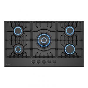 Cooktop a gás 5 queimadores Empava vidro temperado preto queimadores Sabaf selados conversível gás natural GLP 110V