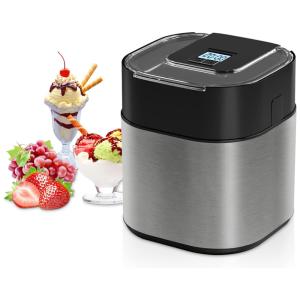 HELEBES ICM10011 Black Máquina de Sorvete Automática 1.5L, 110V, Cinza