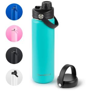 Garrafa Térmica para Água 650mL em Aço Inoxidável com Isolamento a Vácuo de Parede Dupla, 2 Tampas à Prova de Vazamento