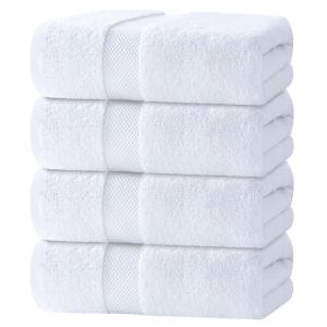 Kit Toalhas de Banho, Ultra Macias de Algodão 700GSM com 4 Peças para Banheiro, Natação, Spa, Hotel e Academia, White Classic