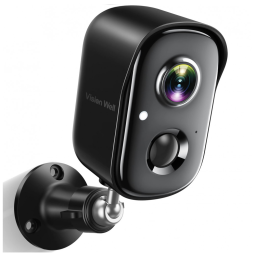 Câmera de Segurança sem Fio 1080p com Detecção de Movimento e Visão Noturna, A Prova dÁgua, VISION WELL CG6S, Preta