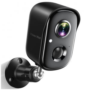 Câmera de Segurança sem Fio 1080p com Detecção de Movimento e Visão Noturna, A Prova dÁgua, VISION WELL CG6S, Preta