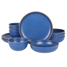 Aparelho de Jantar com 12 Peças em Melamina Gibson Home Rockabye, Azul Fosco