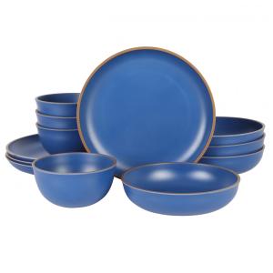 Aparelho de Jantar com 12 Peças em Melamina Gibson Home Rockabye, Azul Fosco
