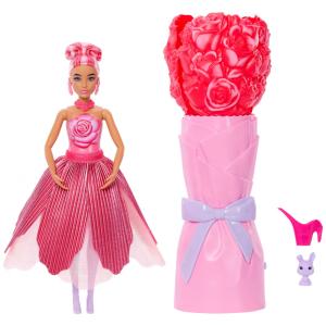 Boneca Barbie Petal Pop Rose perfumada Mattel vestido rosa fragrância flor coelho buquê revelação acessórios 2025