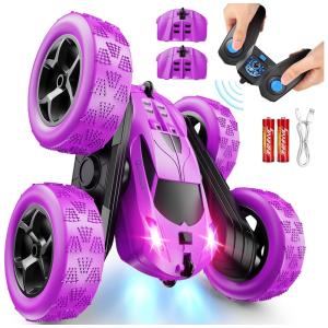 Mini Carro Roxo de Controle Remoto para Meninas, Veículo de Acrobacias RC com 2,4 GHz e Giro de 360° - Brinquedo Meninas 6-12 anos,QUNREDA