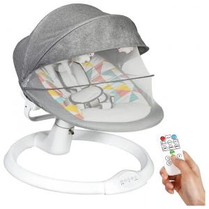 HONEY JOY Cadeira de Balanço e Ninar Automática com 6 Velocidades e Músicas, Cinza