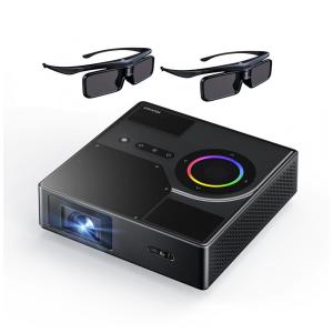 Projetor a laser portátil NexiGo Nova Mini com óculos 3D, Google TV, 1200 lumens, 1080p, tela até 150" 110V