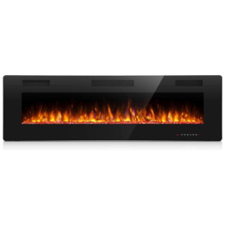 Lareira Elétrica de Embutir A45x106L com Controle Remoto e Digital, Luz LED, Chamas Multicolorida e Temporizador, 1500W, 110v