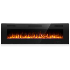 Lareira Elétrica de Embutir A45x106L com Controle Remoto e Digital, Luz LED, Chamas Multicolorida e Temporizador, 1500W, 110v