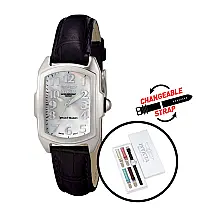 Relgio feminino Lupah Swiss Ronda 763 calibre com mostrador em madreprola - 29 mm. Preto com Ala Intercambivel 5168